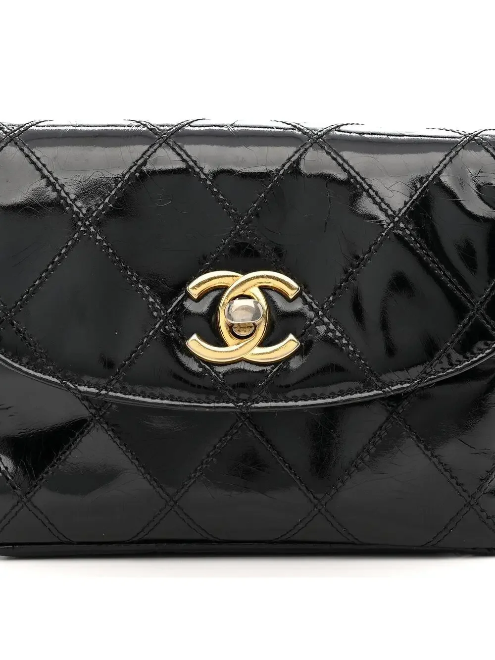 Chanel Patent Flap Waist Belt Bag Black #247256C13B
